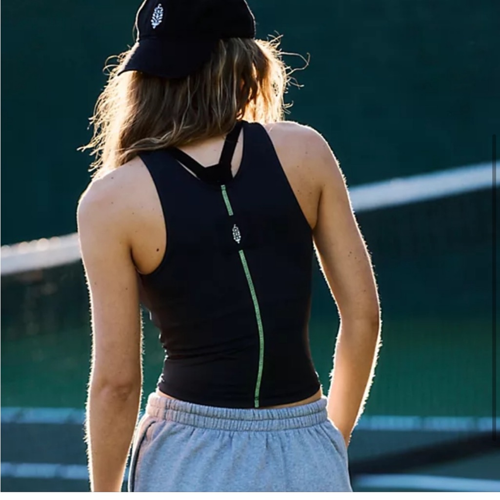 Nwt Free People Movement Sleek Sport Black Ruched Tank Top